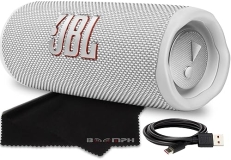 JBL Flip 6 Portable Bluetooth Speaker, IP67 Waterproof, White - Ultimate On-The-Go Cloth Solution