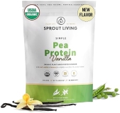 Sprout Living Organic Pea Protein Powder, Vanilla Flavor, 20 Grams of Plant Based Organic Protein Po