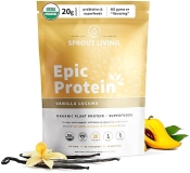 Sprout Living Epic Protein, Plant Based Protein & Superfoods Powder, Vanilla Lucuma Powder | 20 Gram