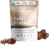 Sprout Living, Epic Protein, Plant Based Protein & Superfoods Powder, Complete Coffee | 20 Grams Org