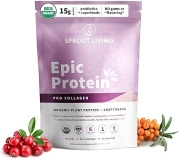 Sprout Living Epic Protein, Plant Based Protein & Superfoods Powder, Pro Collagen, Berry | 15 Grams
