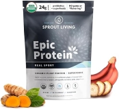 Sprout Living, Epic Protein, Plant Based Protein & Superfoods Powder, Real Sport | 24 Grams Organic