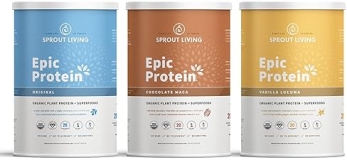 Sprout Living Epic Protein Bundle - Original, Chocolate Maca & Vanilla Lucuma (20g Organic Plant-Bas