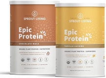 Sprout Living Epic Protein Bundle - Chocolate Maca & Vanilla Lucuma (20g Organic Plant-Based Protein