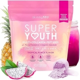 SkinnyFit - Super Youth, Tropical Punch (28 Servings) - Multi Collagen Peptides Powder - Probiotics,