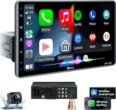 PLZ 10.1 Wireless Car Stereo with Apple CarPlay, Android Auto, Bluetooth 5.3, Backup Camera