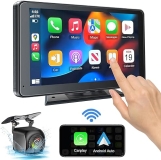 PASLDA 7 Portable Wireless Car Stereo with Apple CarPlay, Android Auto, Bluetooth 5.2 Backup Camera