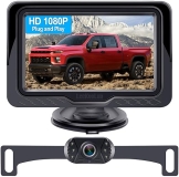 LeeKooLuu HD 1080P Backup Camera with Monitor - Waterproof, No-Delay, Clear Night Vision, Plug Play