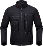 Iron All-Season Black Motorcycle Jacket with CE Armor, Removable Liner, Protective Riding Gear L