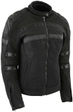 Milwaukee Leather MPL2775 Womens Black Armored Textile Motorcycle Jacket with Removable Liner